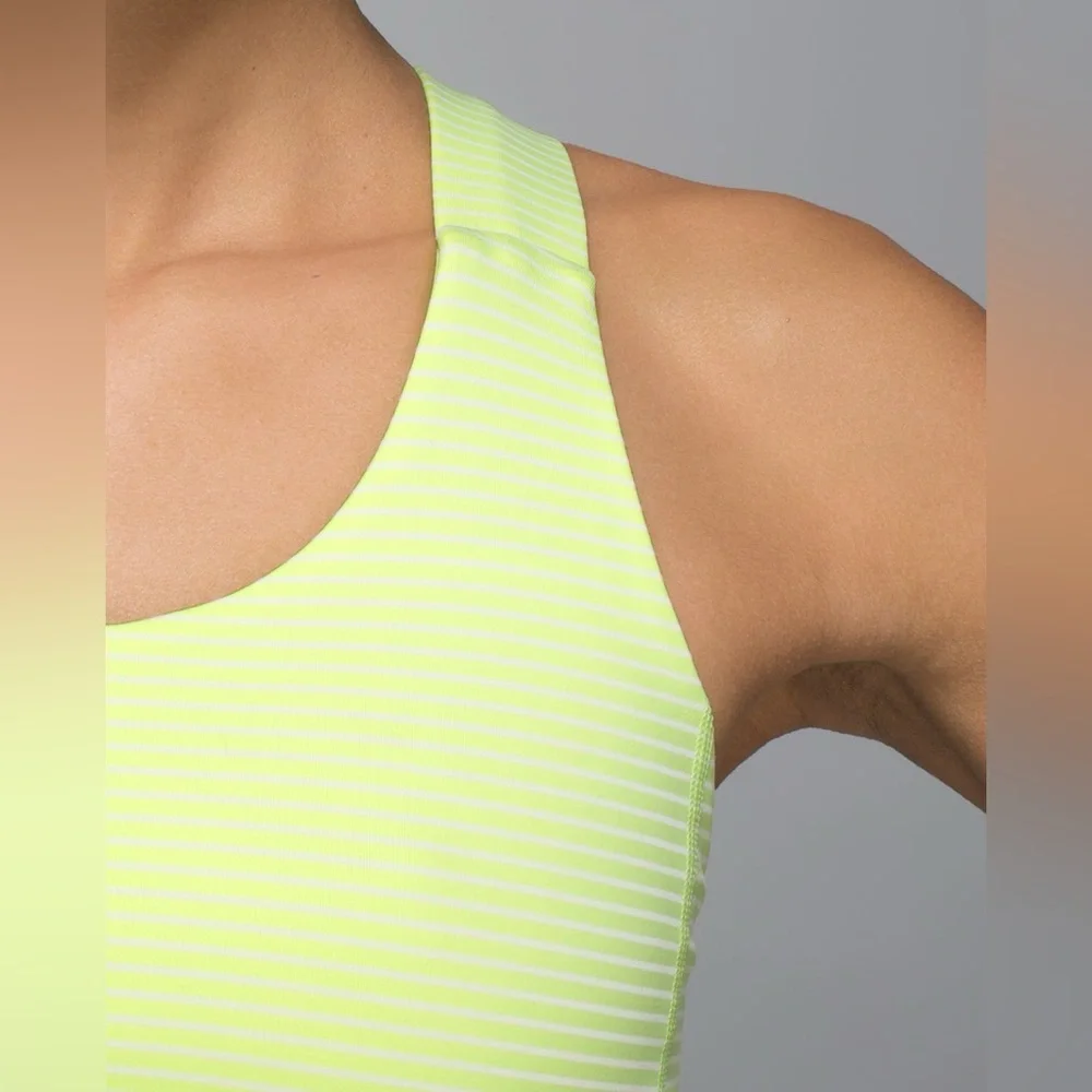 ✅ Lululemon All Sport Bra Adjustable Hyper Stripe Mint Zest Medium Support